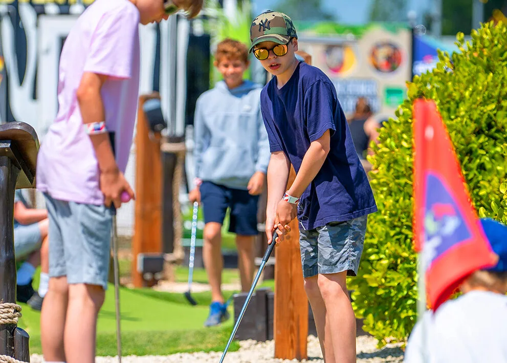 Family day out of adventure golf