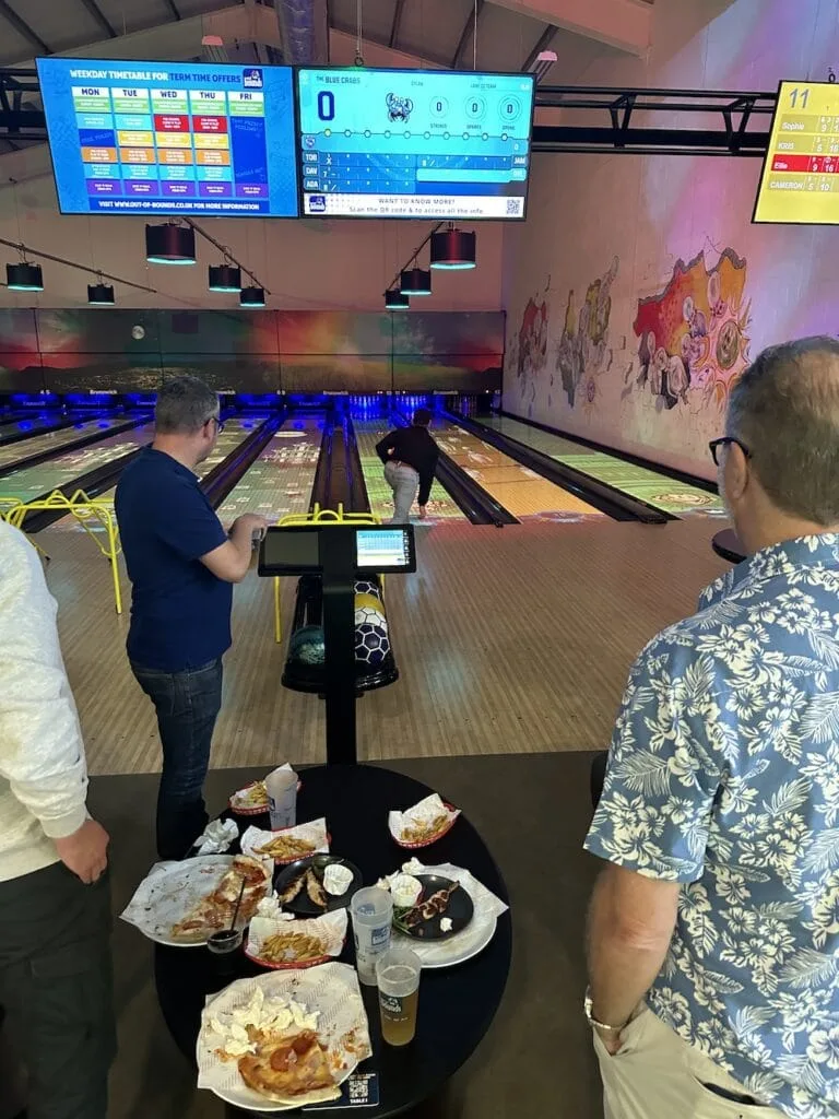 A group bowling event at Out Of Bounds